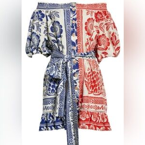 Brand New Farm Rio Blue and Red Dress with Buttons